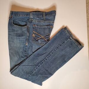 Ariat Men's Distressed Low Rise Boot Cut Blue Jeans